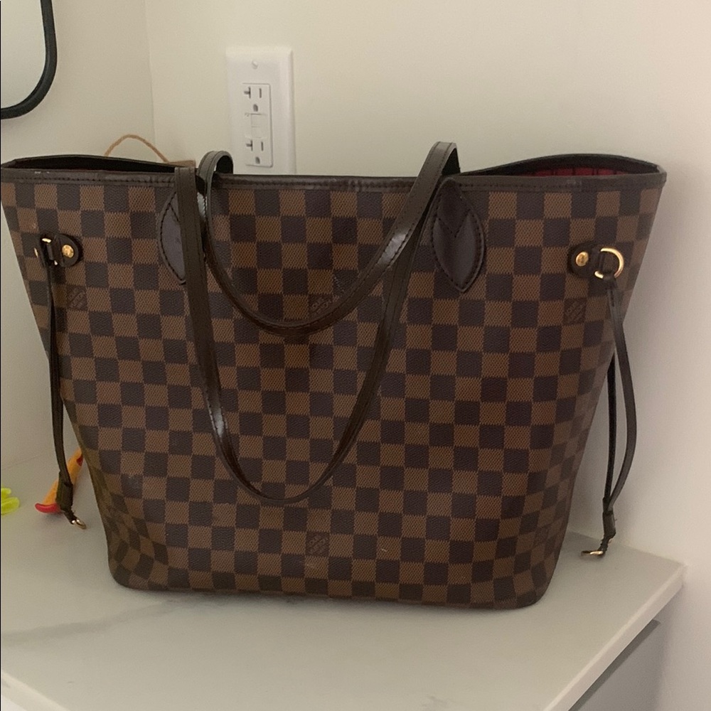 Designer Brown Checkered Tote Bag